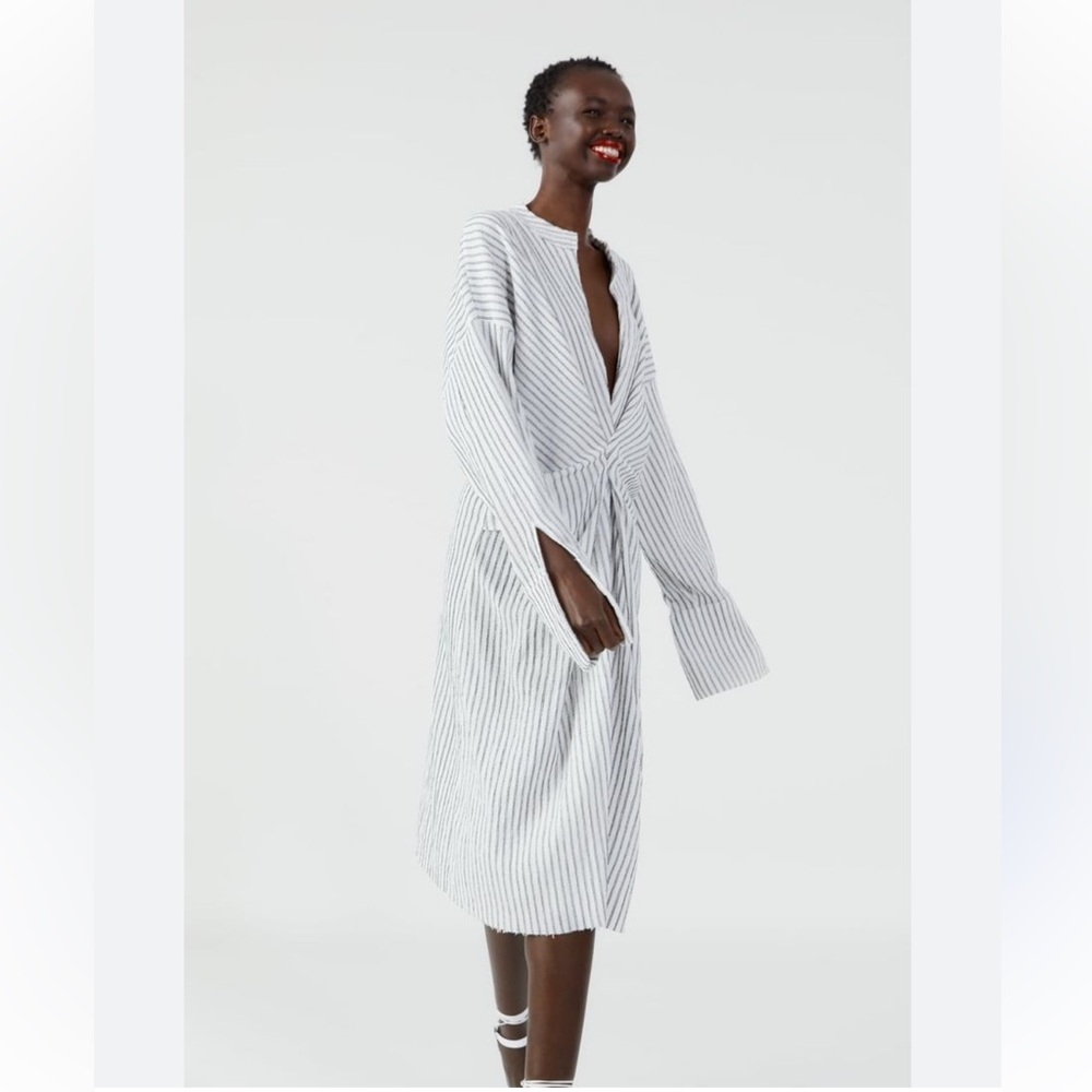 Striped V-Neck Dress - Zara